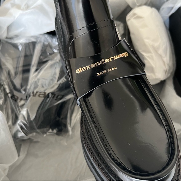 New Alexander Wang Black Carter Ankle Platform Loafer Patent Leather Boots Sz 41 - Picture 6 of 11